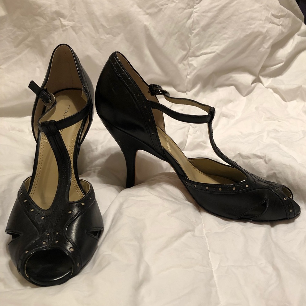 Tahari T Strap Heels in Black - Ira